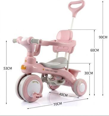Детский трехколесный велосипед Baby Carriage 588 розовый с родительской ручкой &bull; Велосипед-коляска Baby Carriage 588 для малышей с корзиной и козырьком