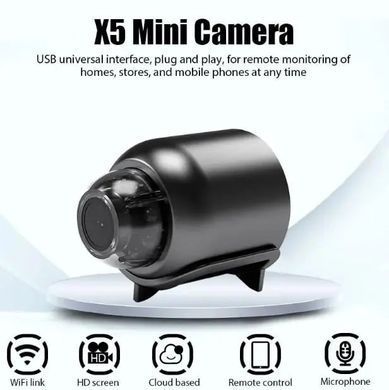 Беспроводная мини камера X5 Mini с датчиком движения &bull; Мини камера IP видеонаблюдения Wi-Fi FullHD