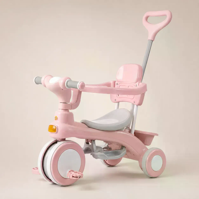Детский трехколесный велосипед Baby Carriage 588 розовый с родительской ручкой &bull; Велосипед-коляска Baby Carriage 588 для малышей с корзиной и козырьком