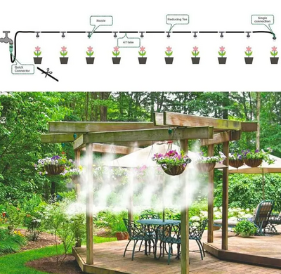 Система зрошення Aqualin, 15 м · Комплект для крапельного поливу саду, городу та зволоження повітря · Автоматичний дощувач туманоутворювач