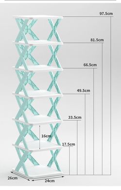 Вертикальна складна полиця - органайзер для взуття X-Shaped  на 5 ярусів · Підлогова стійка - трансформер з полицями