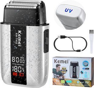 Электробритва шейвер AND KM-T402 черная &bull; Мужская аккумуляторная бритва для лица, щетины, шеи, подбородка и ежедневного ухода
