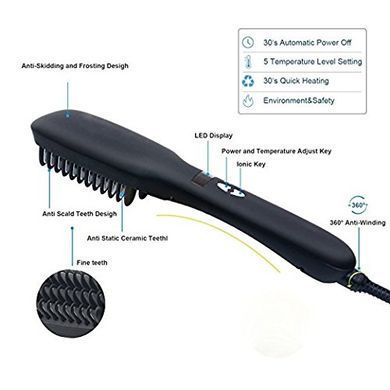 Расческа-выпрямитель для волос 2 в 1 PTC Heating ∙ Стайлер-щетка для волос PTC Heating с функцией ионизации