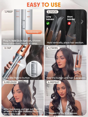 Автоматическая плойка для волос Hair Curler-Bella для локонов и кудрей &bull; Стайлер для завивки волос Hair Curler Bella с 3 температурными режимами 170&ndash;210&deg;C