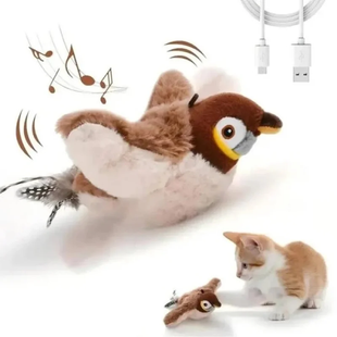 Интерактивная игрушка &laquo;Птичка&raquo; для кошек с USB зарядкой &bull; Мягкая щебечущая игрушка &laquo;Птичка&raquo; с крыльями GiGwi Melody