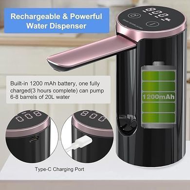 Автоматическая помпа для воды LY-1081 с USB-зарядкой • Электрический диспенсер Water Dispenser для бутыля, дома, офиса и дачи