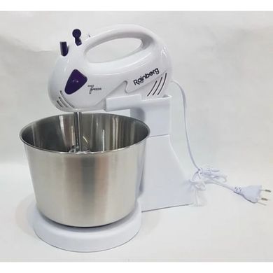 Миксер ручной/стационарный с чашей 2 л скоростей-7 RAINBERG RB-1006 500 Вт 2 насадки