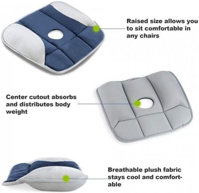 Ортопедична подушка для сидіння WOW Pure Posture Memory Foam Сидіння ортопедичне на стілець / автокрісло для розвантаження хребта