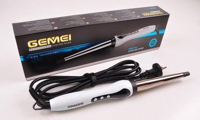 Професійна конусна плойка Gemei GM 403 для спіральної завивки волосся Керамічне покриття