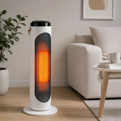 Керамический обогреватель Tower Heat 2000 Вт белый &bull; Напольный тепловентилятор Tower Heat 2000 Вт с пультом, таймером и защитой от перегрева