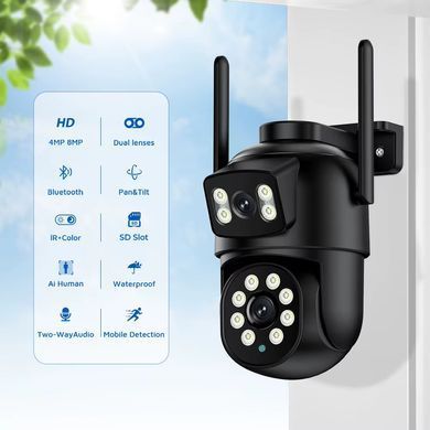 Камера відеоспостереження з 2 лінзами Wi-Fi Smart 360 ∙ Розумна бездротова Wi-Fi камера відеоспостереження Smart 360