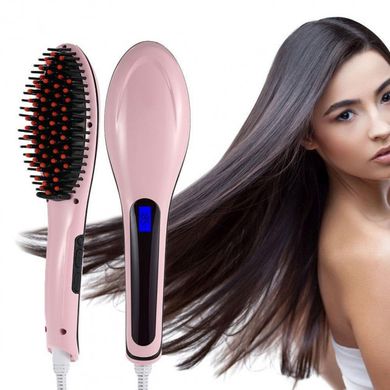 Електрична щітка-випрямляч Fast Hair Straightener HQT-906 Фен-щітка для випрямлення та укладки волосся з LED дисплеєм та регулюванням температури