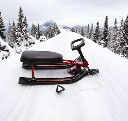 Детские санки - снегокат Snow Racer с рулем, передним амортизатором и ножным тормозом &middot; Сани управляемые до 30 кг