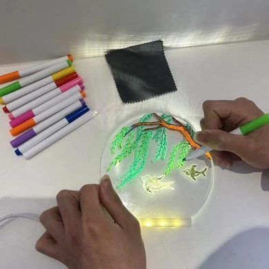 Круглий світильник-нічник WordPad AND 5502 15 см від USB &bull; LED-дошка для нотаток AND 5502 з маркером для дому, офісу та декору