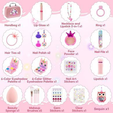 Набор детской декоративной косметики HEANING FlyBeauty 28в1 Washable Cosmetic ∙ Многофункциональный набор косметики FlyBeauty 28в1 для детей