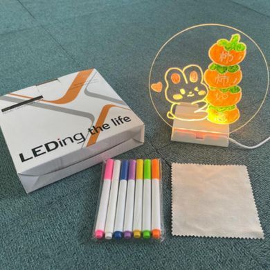 Круглий світильник-нічник WordPad AND 5502 15 см від USB &bull; LED-дошка для нотаток AND 5502 з маркером для дому, офісу та декору