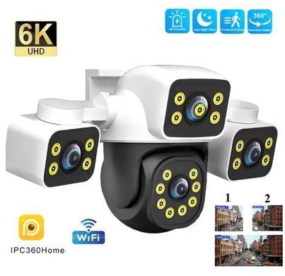 Камера видеонаблюдения 12MP Wi-Fi IP-камера HD 3 объектива ∙ Тройная уличная Wifi камера видеонаблюдения с боковыми линзами