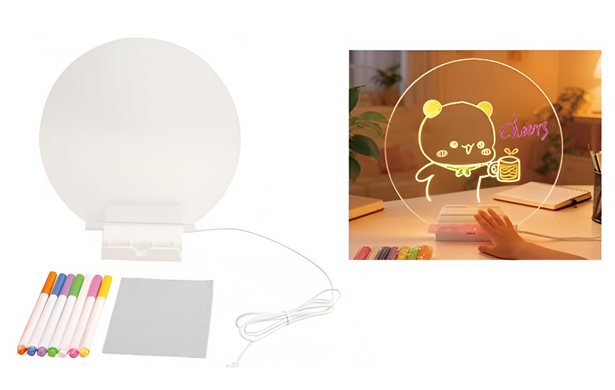 Круглий світильник-нічник WordPad AND 5502 15 см від USB &bull; LED-дошка для нотаток AND 5502 з маркером для дому, офісу та декору