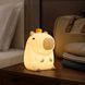 Детский ночник капибара KAR338 с аккумулятором 1200 mAh &bull; Силиконовый LED-светильник с таймером 30 минут, 3 режимами жёлтого света и зарядкой Type-C