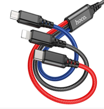 Кабель HOCO X76 Combo 3-in-1 Lightning / Micro-USB / Type-C ∙ Зарядный универсальный USB провод шнур 3 в 1 для зарядки Android / iPhone