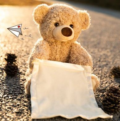 Детская интерактивная игрушка Говорящий Мишка Пикабу Peekaboo Bear Brown, 30 см