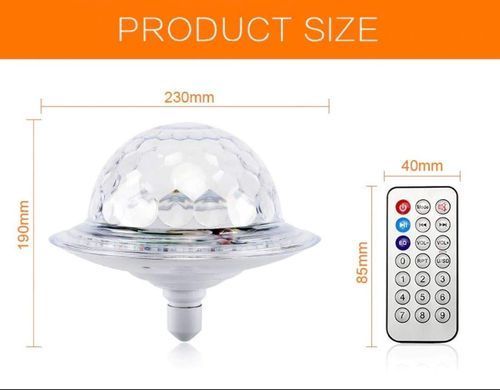 Світлодіодна обертаюча лампа RD-7202 з Bluetooth для вечірок ∙ Диско-куля з динаміком у патрон RD-7202
