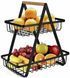 Настільний двоярусний кошик - фруктівниця з дерев'яною ручкою Double Fruit Basket &middot; Розбірний металевий кошик для фруктів