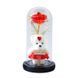 Роза в стеклянной колбе Rose of Love с LED-подсветкой и плюшевым мишкой ∙ Декоративная хрустальная роза с мишкой и сердцем I Love You
