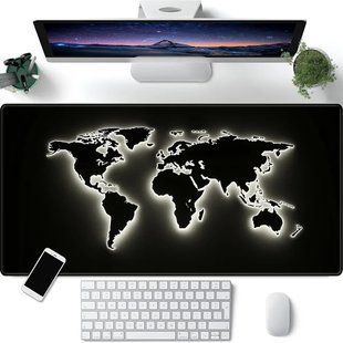 Коврик для мыши Светящаяся карта мира с разноцветными световыми точками ∙ Игровой и офисный коврик Светящаяся карта мира с LED-подсветкой