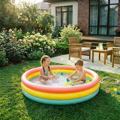 Игровой детский надувной бассейн INTEX 57422 147&times;33 см с надувным дном &bull; Надёжное летнее развлечение для детей от 3 лет
