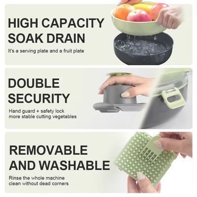 Овощерезка Vegetable Cutter 10 в 1 с корзиной-друшлагом &middot; Слайсер ручной для нарезки овощей и фруктов