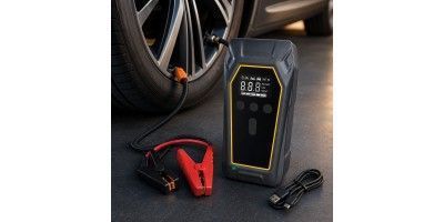 Пускозарядное устройство K5 4000A &bull; Автомобильный Jump Starter 12V с компрессором 150 PSI, Power Bank 16000 мАч и LED-фонарем