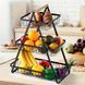 Настільний триярусний кошик - фруктівниця з дерев'яною ручкою Triple Fruit Basket &middot; Розбірний металевий кошик для фруктів