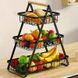 Настільний триярусний кошик - фруктівниця з дерев'яною ручкою Triple Fruit Basket &middot; Розбірний металевий кошик для фруктів