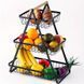 Настільний триярусний кошик - фруктівниця з дерев'яною ручкою Triple Fruit Basket &middot; Розбірний металевий кошик для фруктів