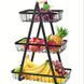 Настільний триярусний кошик - фруктівниця з дерев'яною ручкою Triple Fruit Basket &middot; Розбірний металевий кошик для фруктів
