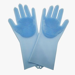 Силиконовые многофункциональные перчатки для мытья и чистки Magic Silicone Glov Синий PR3