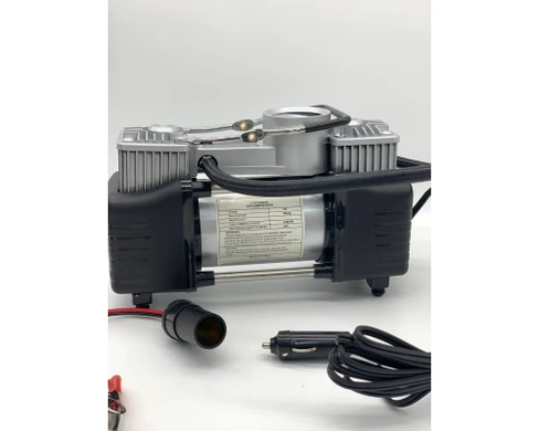 Автомобильный компрессор двухпоршневой Air Compressor 12V 628-4x4 &bull; Электрический насос для шин от прикуривателя 12 В с манометром для автомобиля, внедорожника, кроссовера и дороги