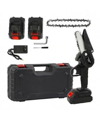 Мини пила Mini Electric Chain Saw1 48V в кейсе с 2 аккумуляторами &bull; Портативная аккумуляторная пила для деревьев и дров