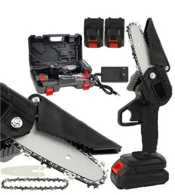 Мини пила Mini Electric Chain Saw1 48V в кейсе с 2 аккумуляторами &bull; Портативная аккумуляторная пила для деревьев и дров