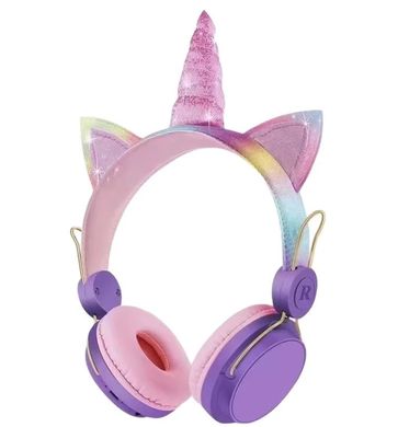 Детские беспроводные наушники Единорог ∙ Wireless headSet Unicorn AH-808 ∙ Bluetooth 5.0 ∙ USB ∙ HD звук ∙ Складные ∙ Регулируемый размер