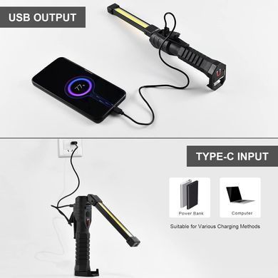 Фонарь LIGHT L08-1 с магнитным основанием и подвесным крючком кемпинговый ∙ Аккумуляторный фонарик поворотный LIGHT L08-1