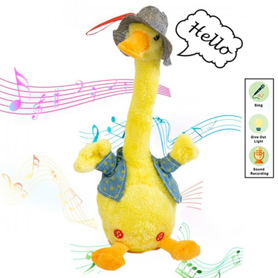 Інтерактивна дитяча розмовляюча іграшка &ndash; повторюшка Гусак Dansing Duck ∙ Музична танцююча качка повторюха з LED підсвіткою