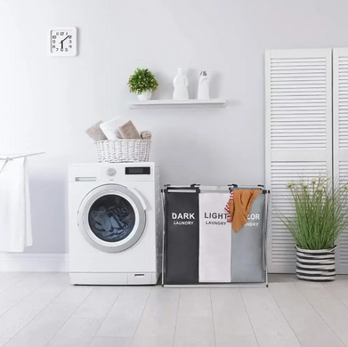 Корзина для сортировки белья на 3 секции с ручками, 150 л