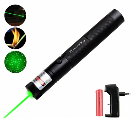 Лазерна вказівка ​​високої потужності Laser pointer YL-303 ∙ Потужний зелений лазер – промінь з акумулятором