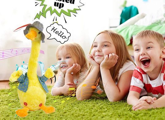 Інтерактивна дитяча розмовляюча іграшка &ndash; повторюшка Гусак Dansing Duck ∙ Музична танцююча качка повторюха з LED підсвіткою