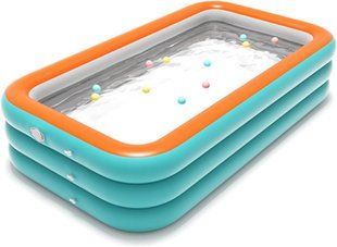 Надувной семейный бассейн Pool 210&times;145&times;56 см KAR108 &bull; Просторная летняя зона для детей и взрослых с быстрым надуванием