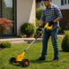 Акумуляторний тример KAR212 24В жовтий &bull; Тример-газонокосарка KAR212 на колесах 24В з 2 АКБ і насадками для трави та кущів