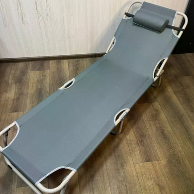 Складной пляжный шезлонг 56&times;176 смсерый &bull; Садовый раскладной лежак для дачи, пляжа, террасы и отдыха на природе