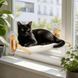 Віконний лежак-гамак для котів KAT-03 62&times;40 см &bull; Підвісна лежанка на присосках для кішок із кріпленням до скла, висотою кріплення 23 см і місцем для спостереження за вулицею